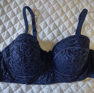 Adore Me Lace Adjustable Balconette Wire Bra 42C Dark Blue